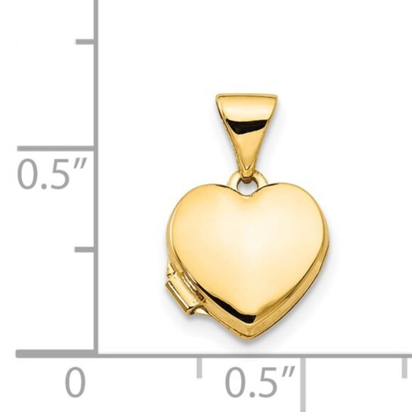 14k Polished Plain Heart Locket, size 15.8 x 10.3 mm - Picture 2 of 9